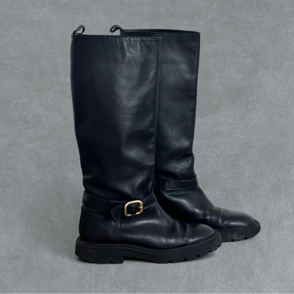 Black Leather Knee-High Boots - Picture 6 of 9